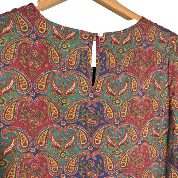 FAHERTY | Women’s Multicolor 100% Silk Paisley Floral Midi Dress size Medium - Picture 11 of 12